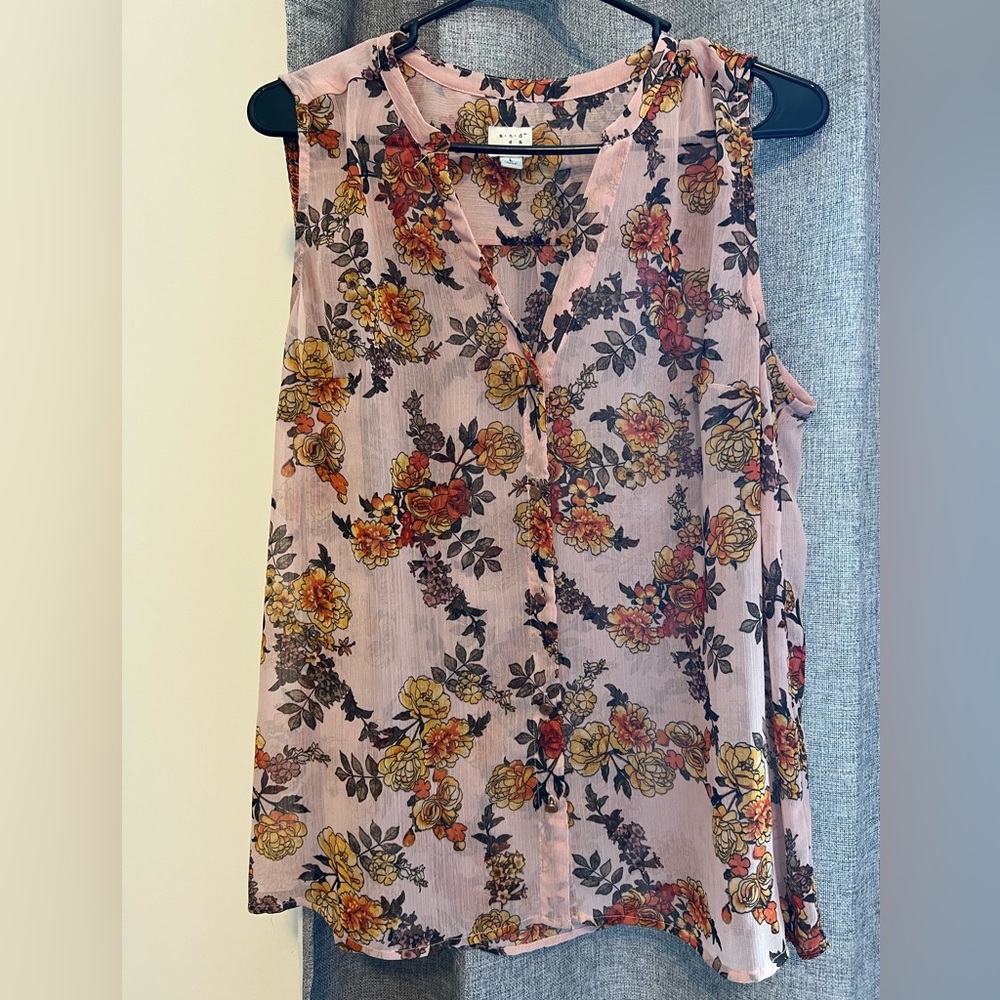 Blush floral “a new day” tank top blouse